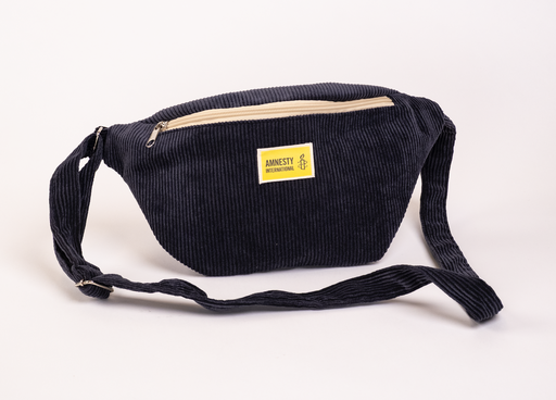 [3126] Sac banane en velours gris Amnesty